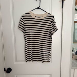 a new day Black and Cream Striped Tee